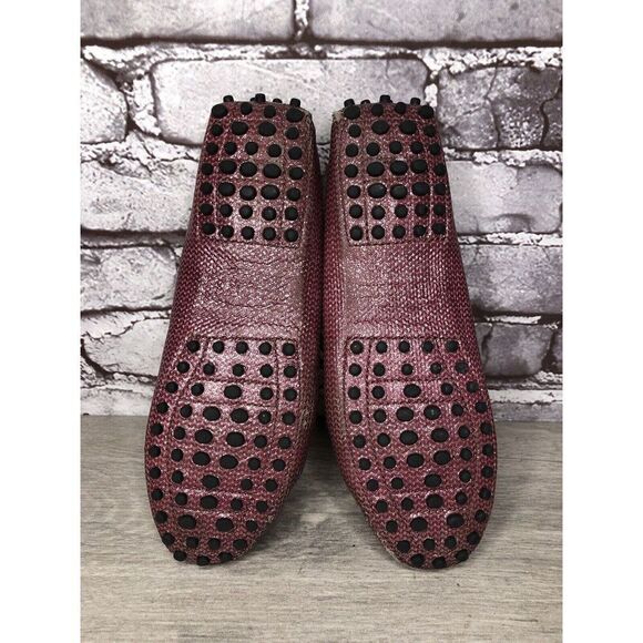 TODS Pink Metallic Leather Moccasins Driver Loafers Flats Women Sz 35.5EU/5M US - Picture 15 of 16